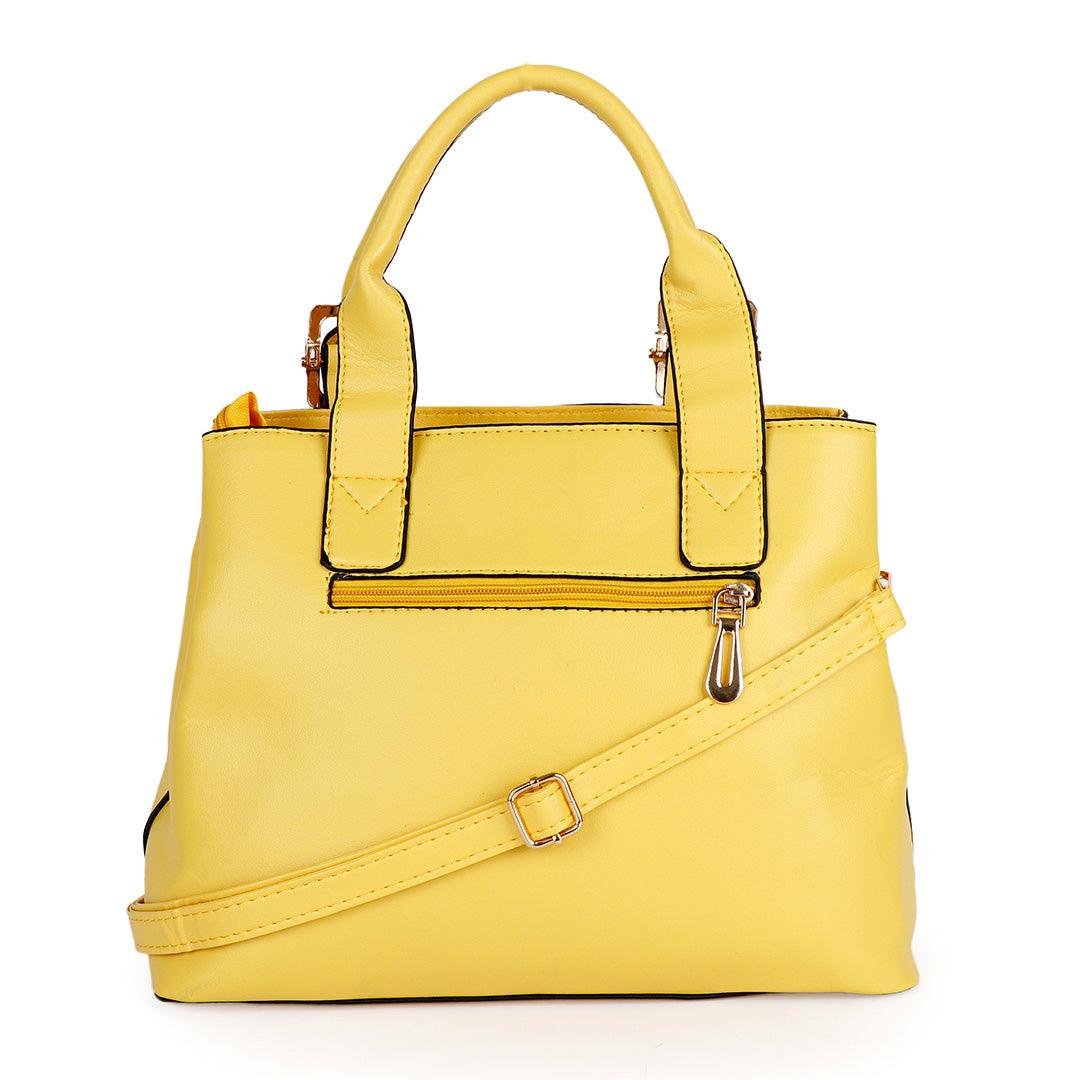 Kattee Style Genuine Leather Tote Bag Yellow - Obeezi.com