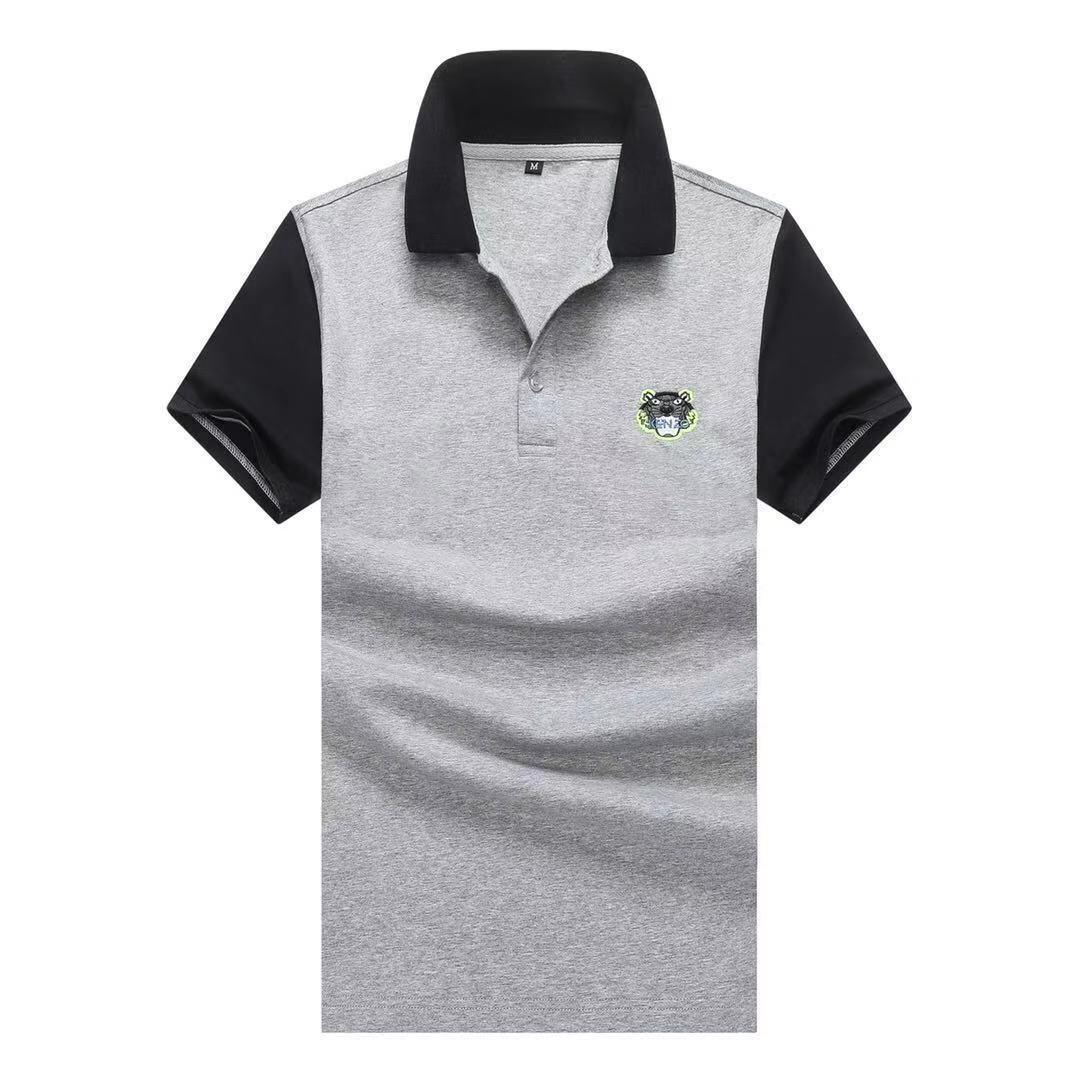 Kenz Cotton Tiger Motif Polo Shirt - Grey - Obeezi.com