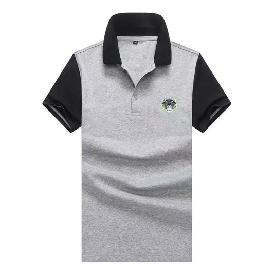Kenz Cotton Tiger Motif Polo Shirt - Grey - Obeezi.com