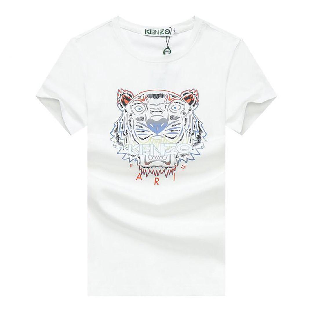 Kenz Essential Classic Front Tiger Crew neck -White - Obeezi.com