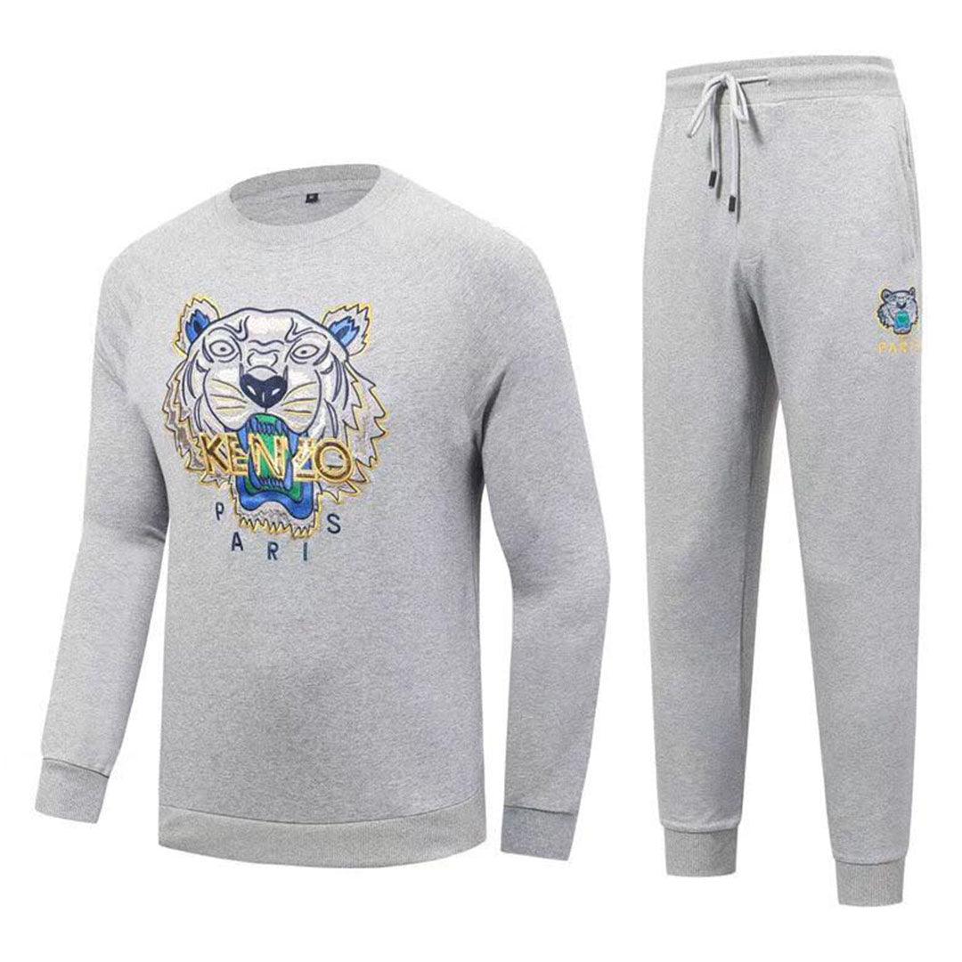 Kenzo Jungle Tiger Logo Tracksuit-Ash - Obeezi