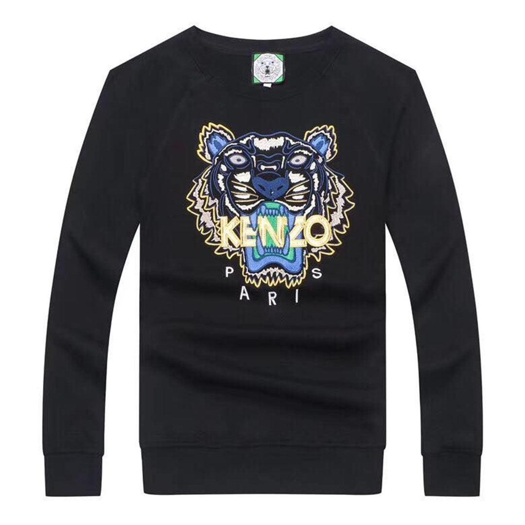 Kenzo Paris Tiger Embroidered Sweat Shirt- Black - Obeezi
