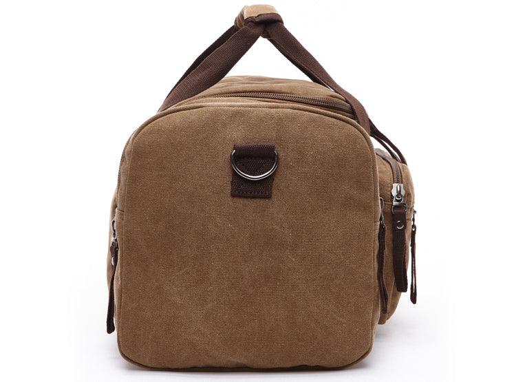 Khaki Vintage Canvas Gym Duffel unisex Travel Tote Bag - Obeezi.com