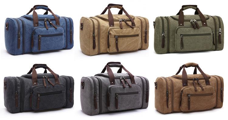 Khaki Vintage Canvas Gym Duffel unisex Travel Tote Bag - Obeezi.com