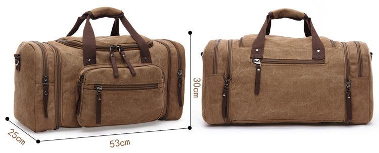 Khaki Vintage Canvas Gym Duffel unisex Travel Tote Bag - Obeezi.com