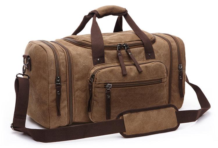 Khaki Vintage Canvas Gym Duffel unisex Travel Tote Bag - Obeezi.com