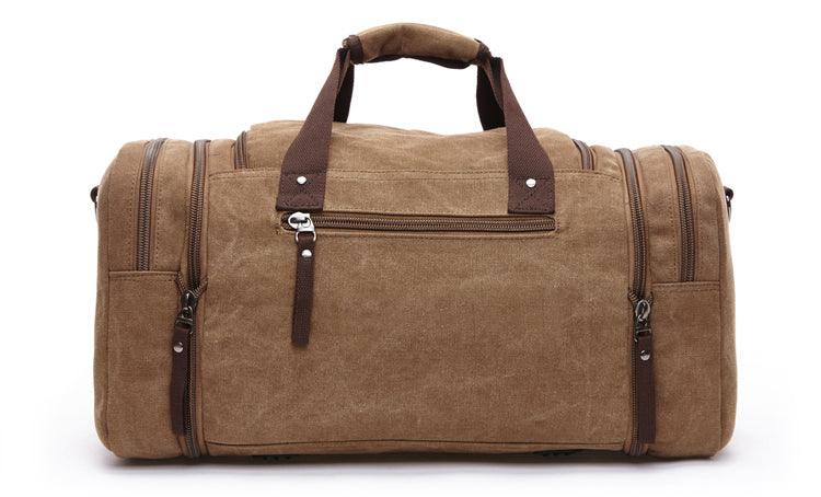 Khaki Vintage Canvas Gym Duffel unisex Travel Tote Bag - Obeezi.com