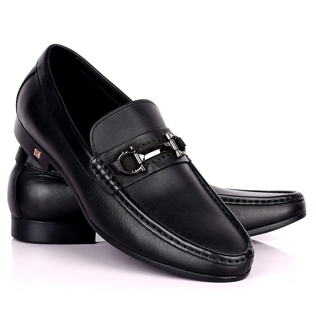 KN Weston Exquisite Chain Up Designed Black Leather - Obeezi.com
