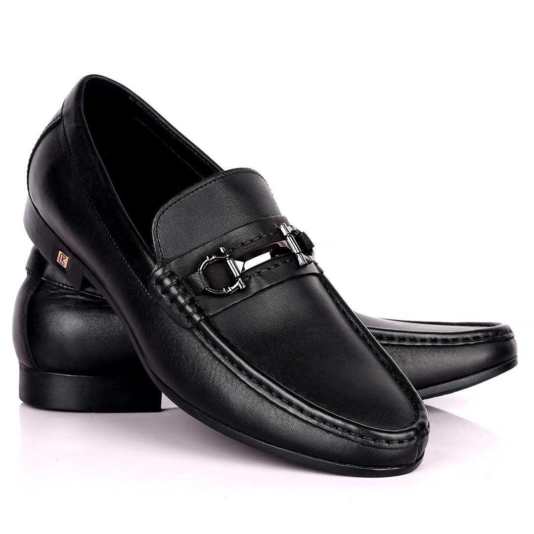 KN Weston Exquisite Chain Up Designed Black Leather - Obeezi.com
