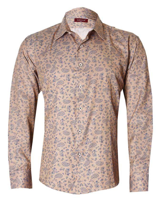Kriter Brown Buttoned Patterned Shirt - Obeezi