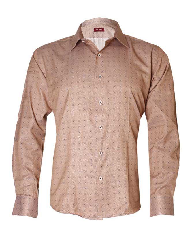 Kriter Buttoned Patterned Men's Brown Long sleeve Shirt - Obeezi