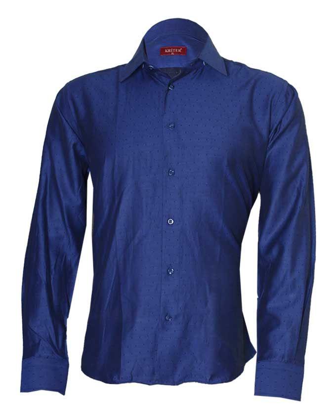 Kriter Dotted Men's Blue LongSleeve Shirt - Obeezi