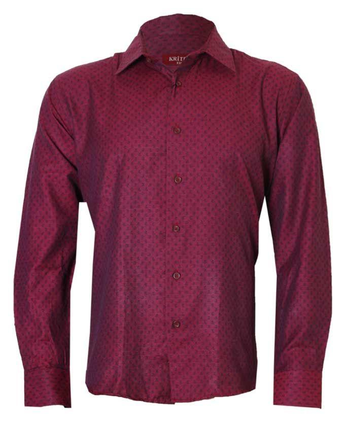 Kriter Dotted Wine, Black Men's Long Sleeve shirt - Obeezi