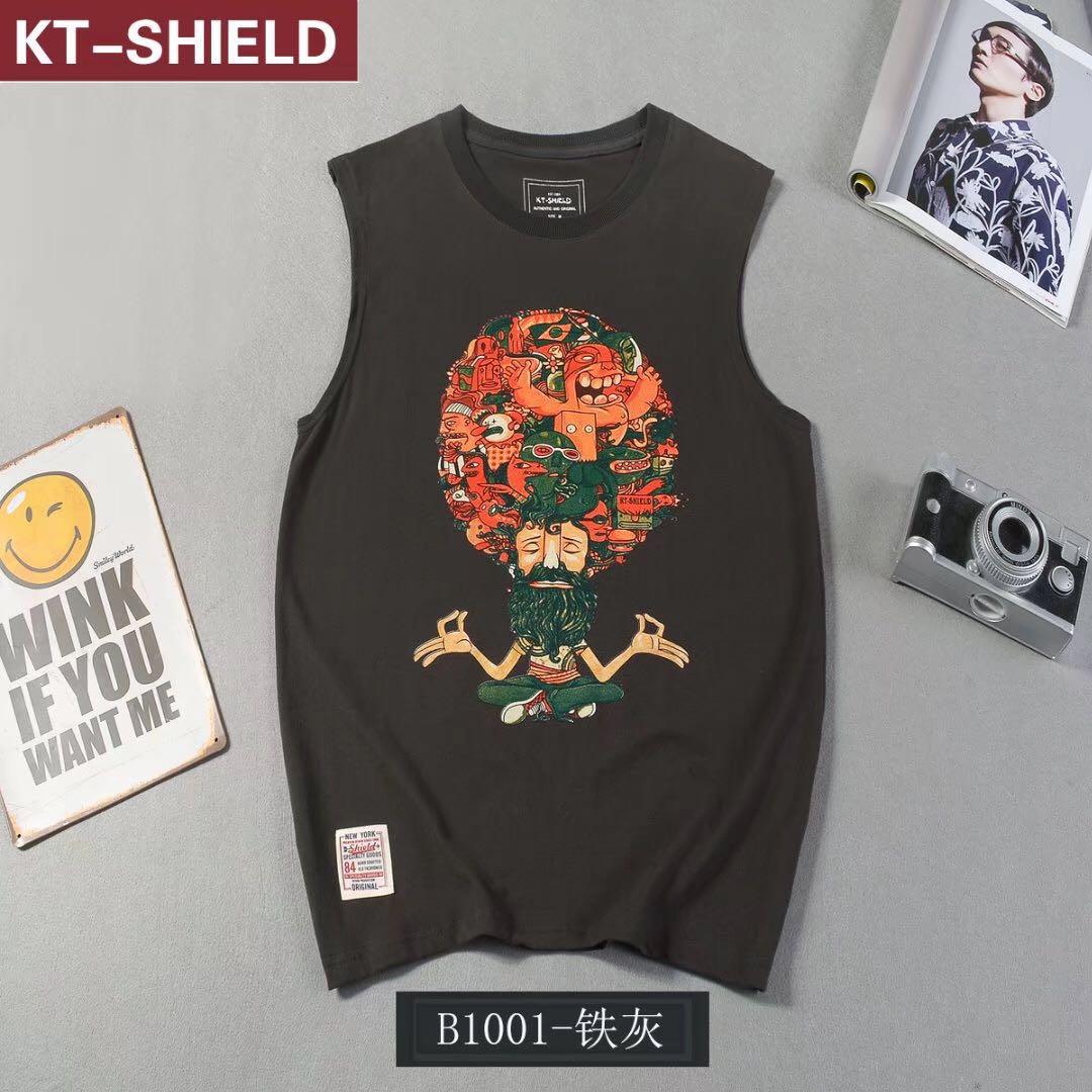 KT-Shied Dark Grey leisure Customs Crested sleeveless polo - Obeezi