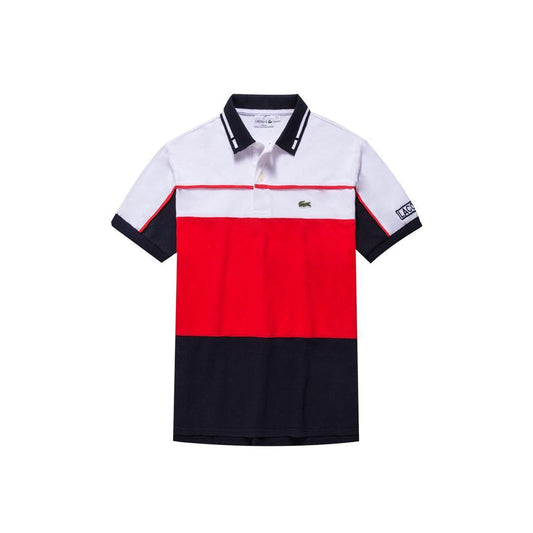Lacoste Crested Red and Navy Blue With White Polo Shirt - Obeezi