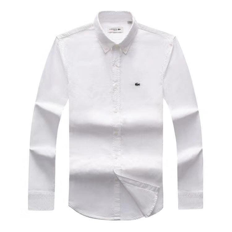 Lacoste Custom Fits Long sleeve White Shirts - Obeezi