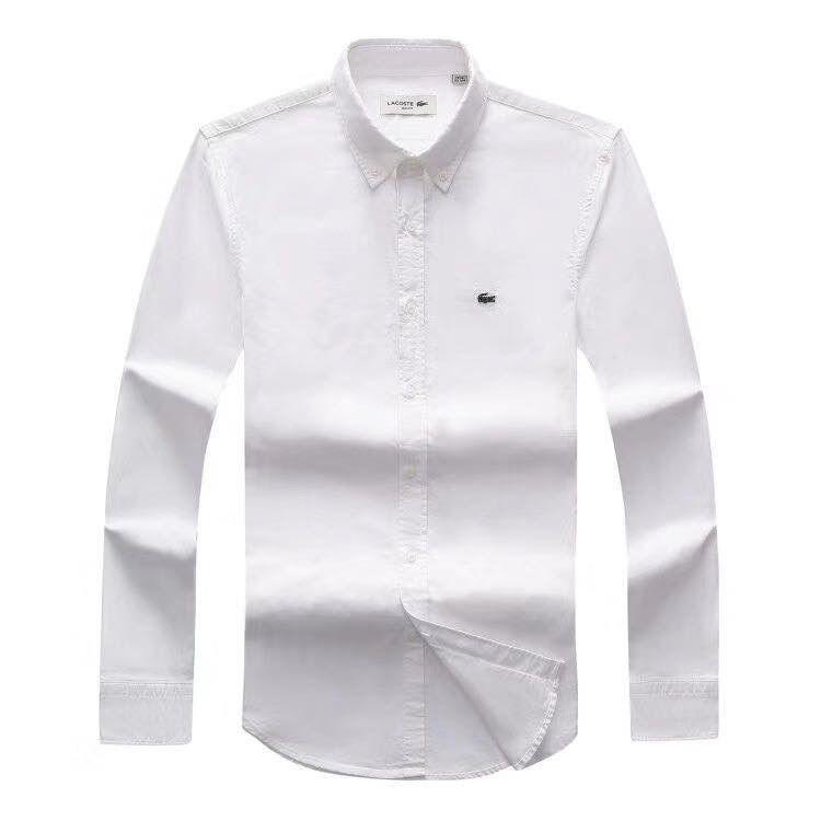 Lacoste Custom Fits Long sleeve White Shirts - Obeezi