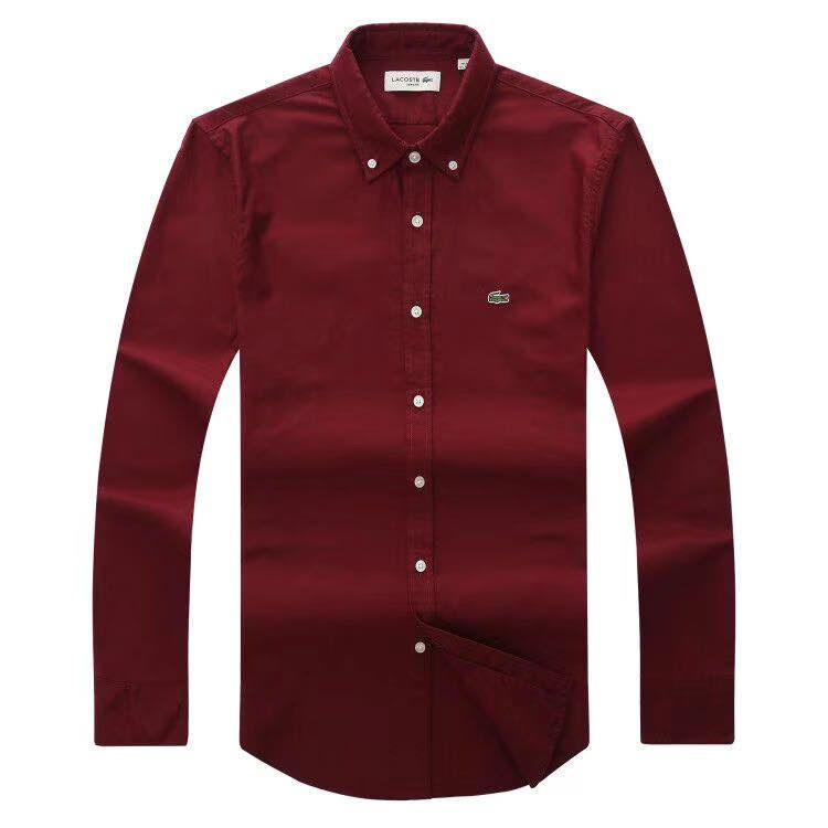 Lacoste Custom Fits Long sleeve Wine Shirts - Obeezi