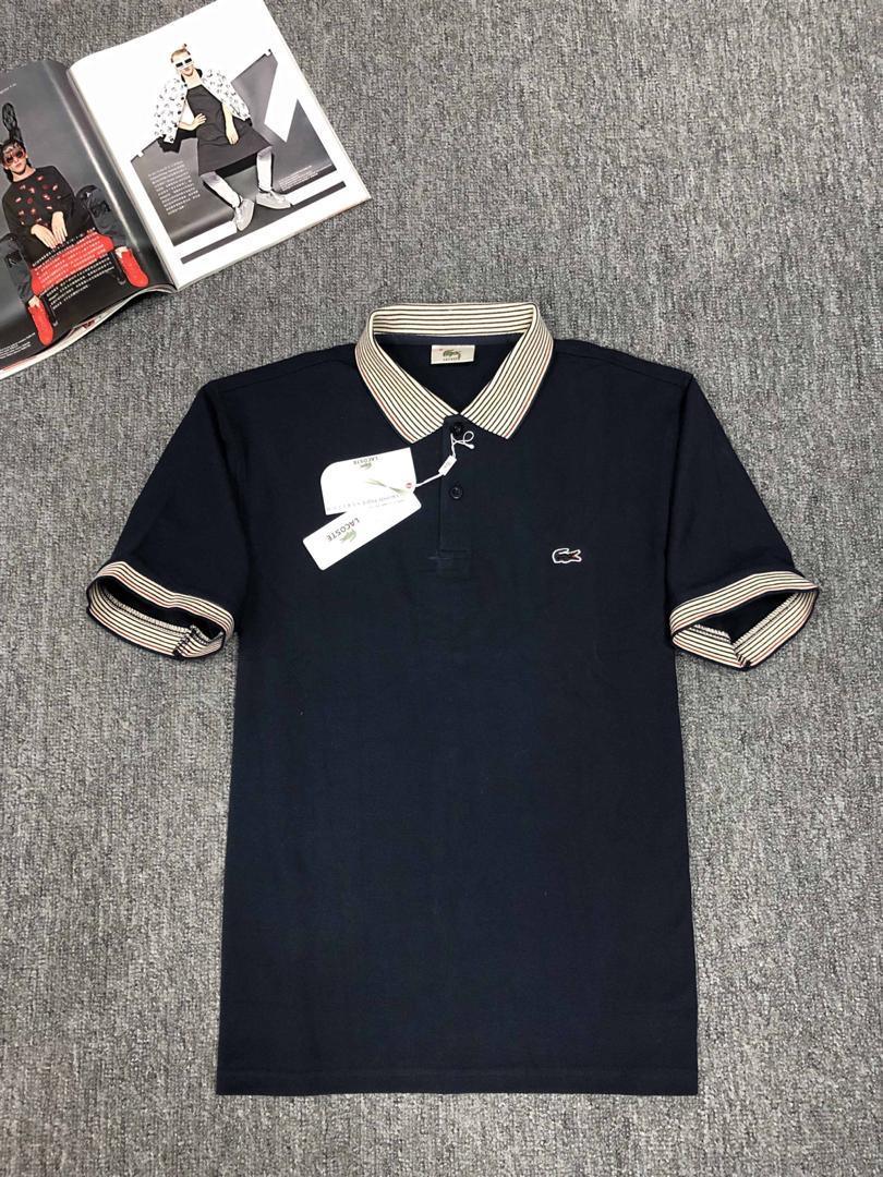 Lacoste Custom Fitted Plain T-Shirt Polo-Navy Blue - Obeezi