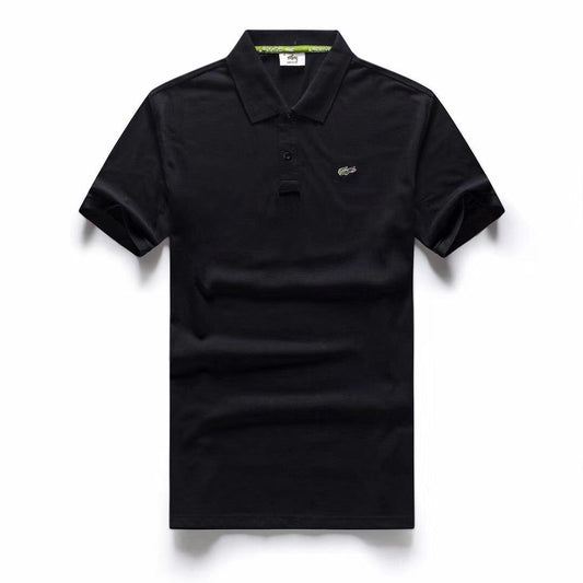 Lacoste Custom Fitted Polo Neck Plain T-Shirt Black - Obeezi