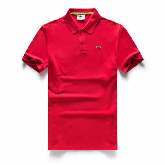 Lacoste Custom Fitted Polo Neck Plain T-Shirt Red - Obeezi