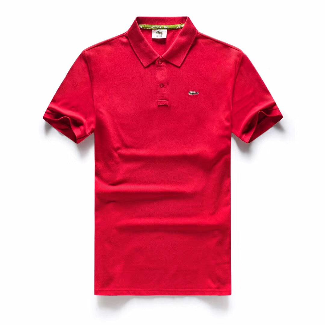 Lacoste Custom Fitted Polo Neck Plain T-Shirt Red - Obeezi