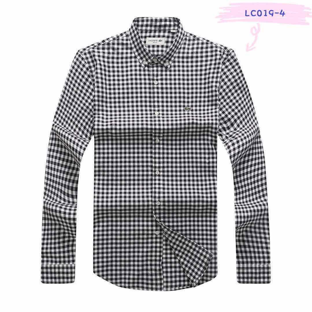 Lacoste Gingham Cotton Long Sleeve Shirt- Black - Obeezi