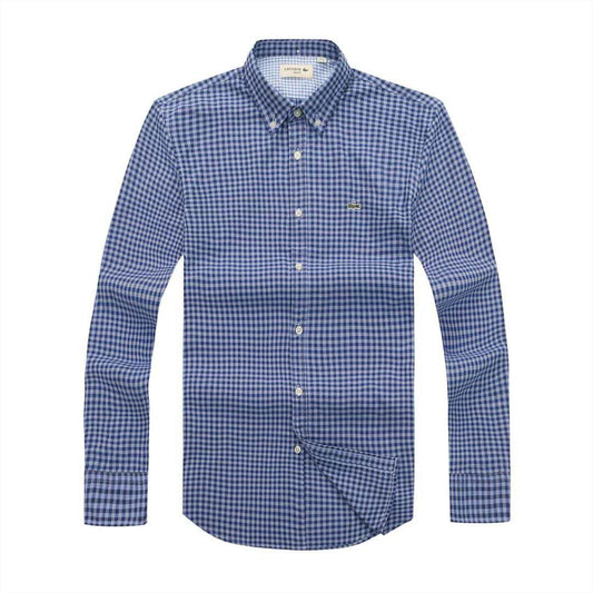 Lacoste Long sleeve Button-Down Crest logo Dark Blue Longsleeve Shirt - Obeezi