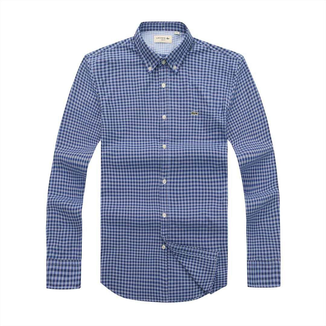 Lacoste Long sleeve Button-Down Crest logo Dark Blue Longsleeve Shirt - Obeezi