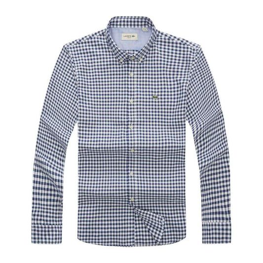 Lacoste Long sleeve Button-Down Crest logo Light Blue Longsleeve Shirt - Obeezi