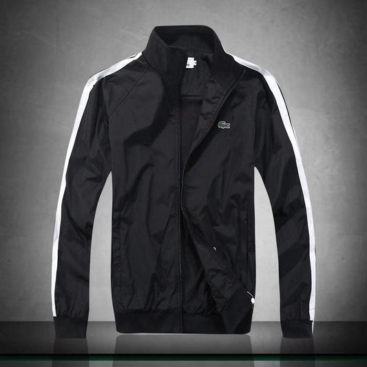 Lacoste Men's Lightweight Hand Striped Jacket- Black - Obeezi