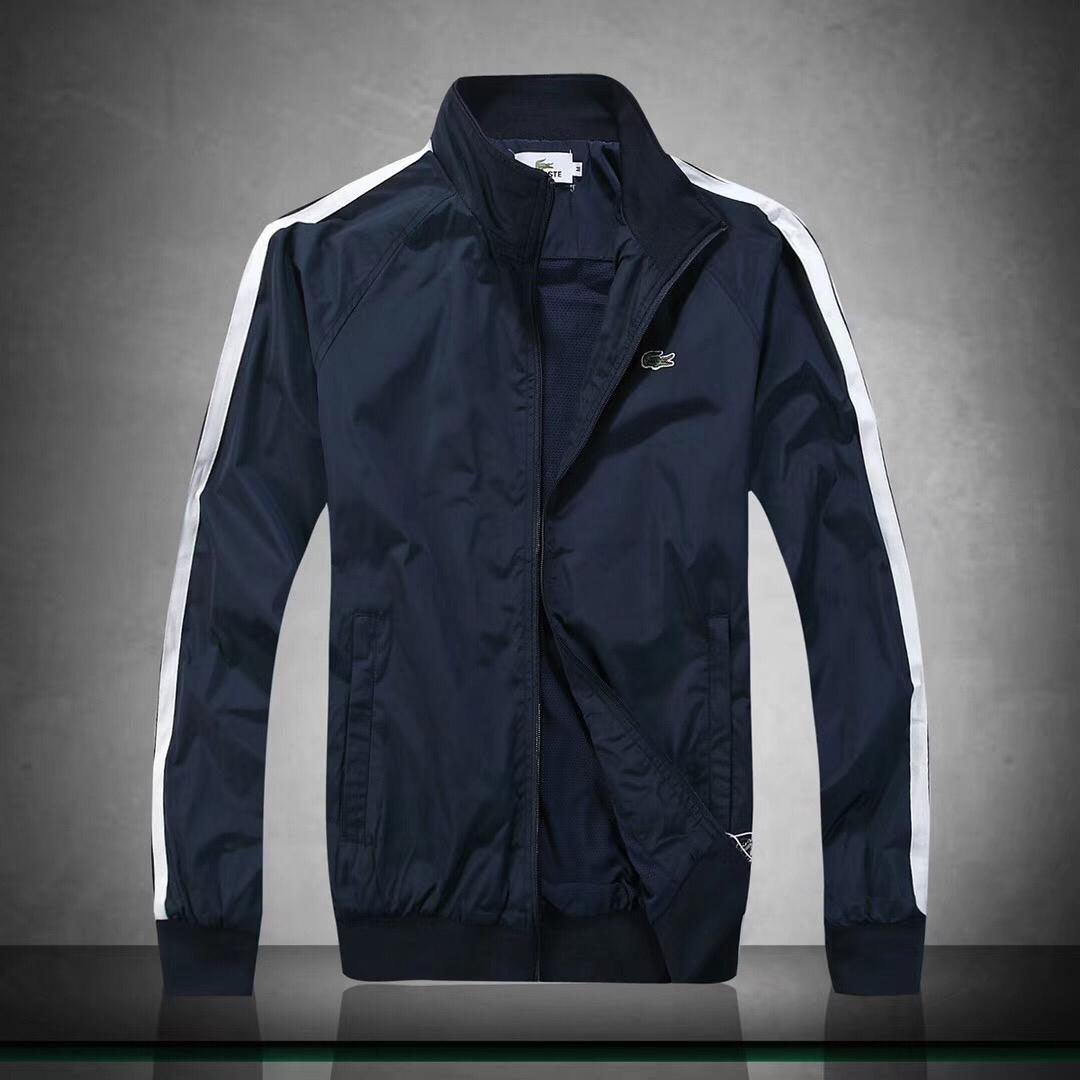 Lacoste Men's Lightweight Hand Striped Jacket- NavyBlue - Obeezi