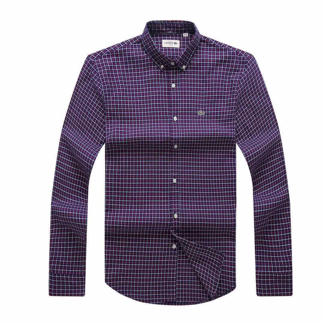 Lacoste Men's Slim Fit Cotton Twill Checkered Shirt - Obeezi