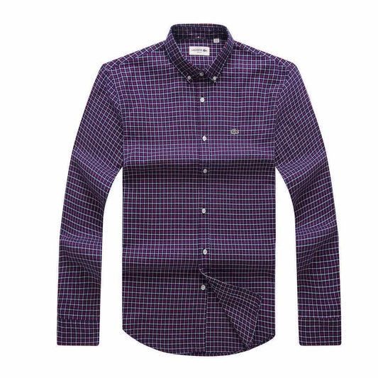 Lacoste Men's Slim Fit Cotton Twill Checkered Shirt - Obeezi