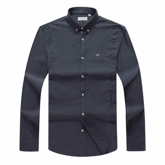 Lacoste Men's Slim Fit Soft Cotton Long Sleeved Shirt- Blue - Obeezi