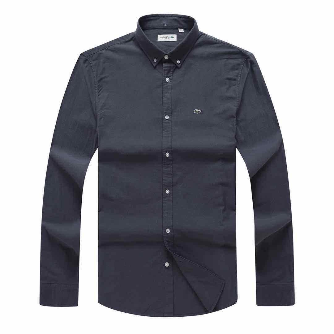 Lacoste Men's Slim Fit Soft Cotton Long Sleeved Shirt- Blue - Obeezi