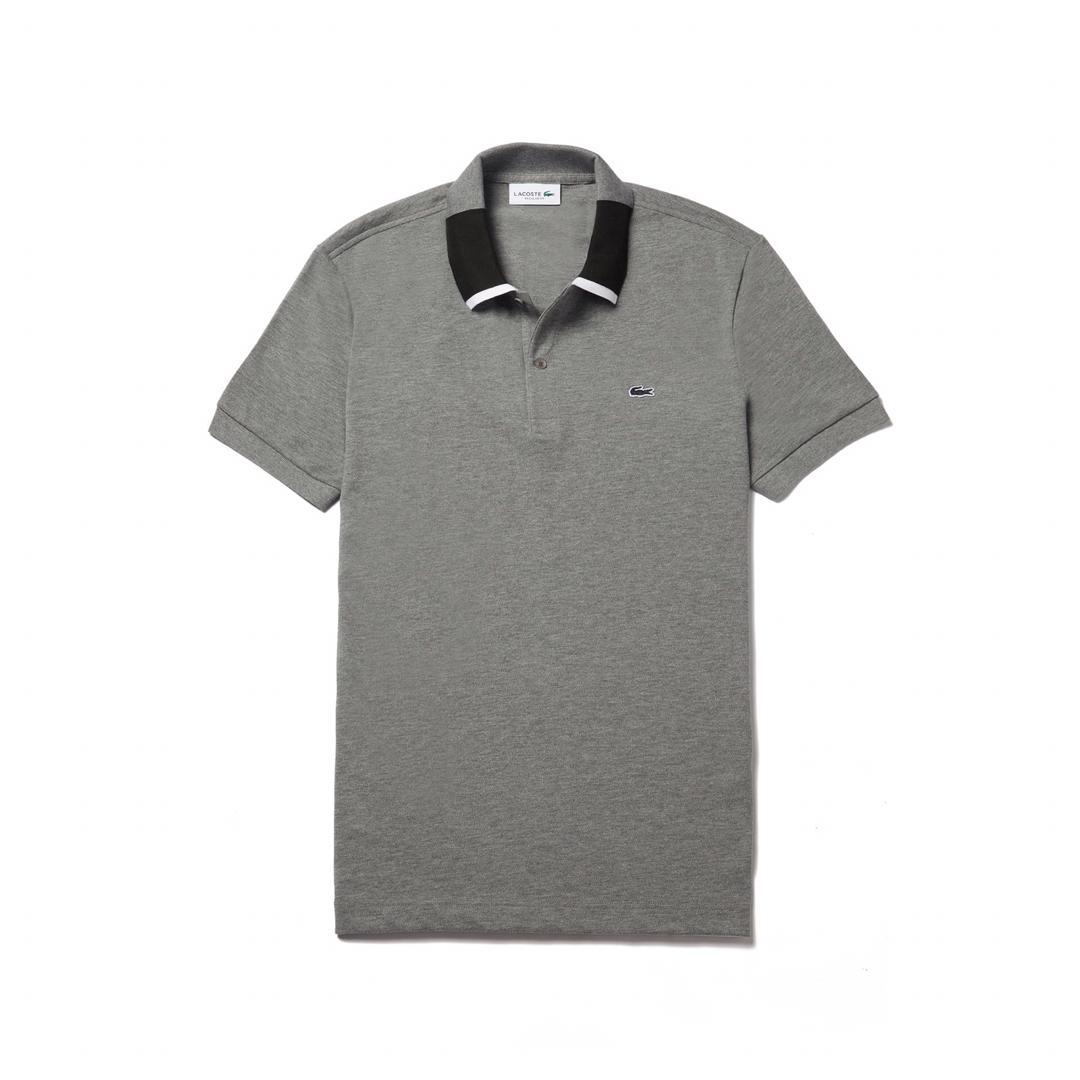 Lacoste Plain Polo Shirts With Crested Logo-Ash - Obeezi