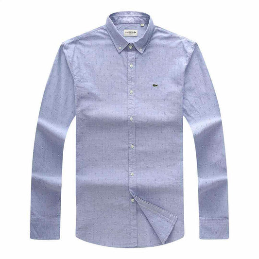 Lacoste Slim Fit Cotton Long Sleeve Shirt- Blue - Obeezi