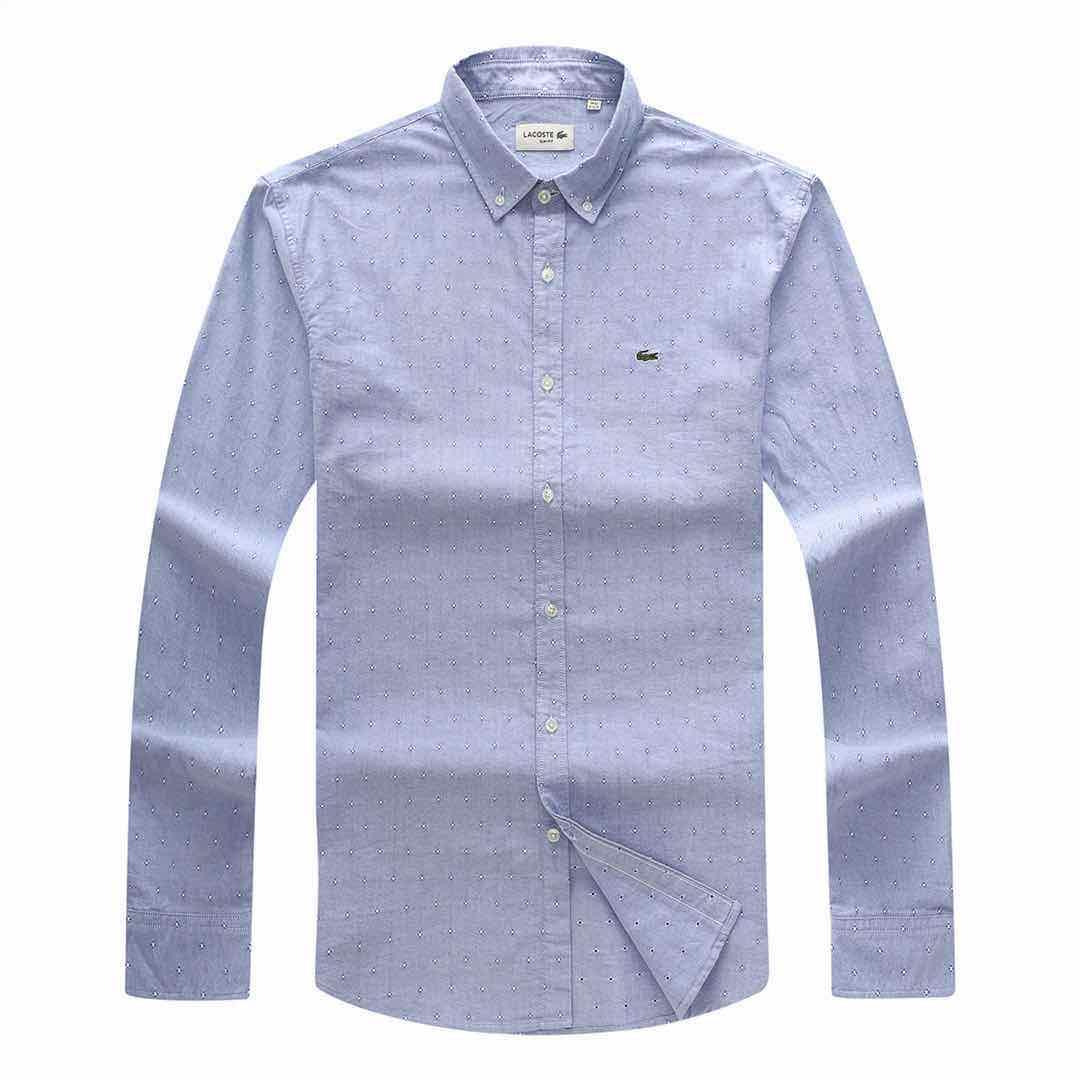 Lacoste Slim Fit Cotton Long Sleeve Shirt- Blue - Obeezi