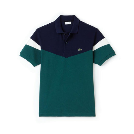 Lacoste With Crested Logo Green And Navy Blue Short-Sleeve Polo - Obeezi