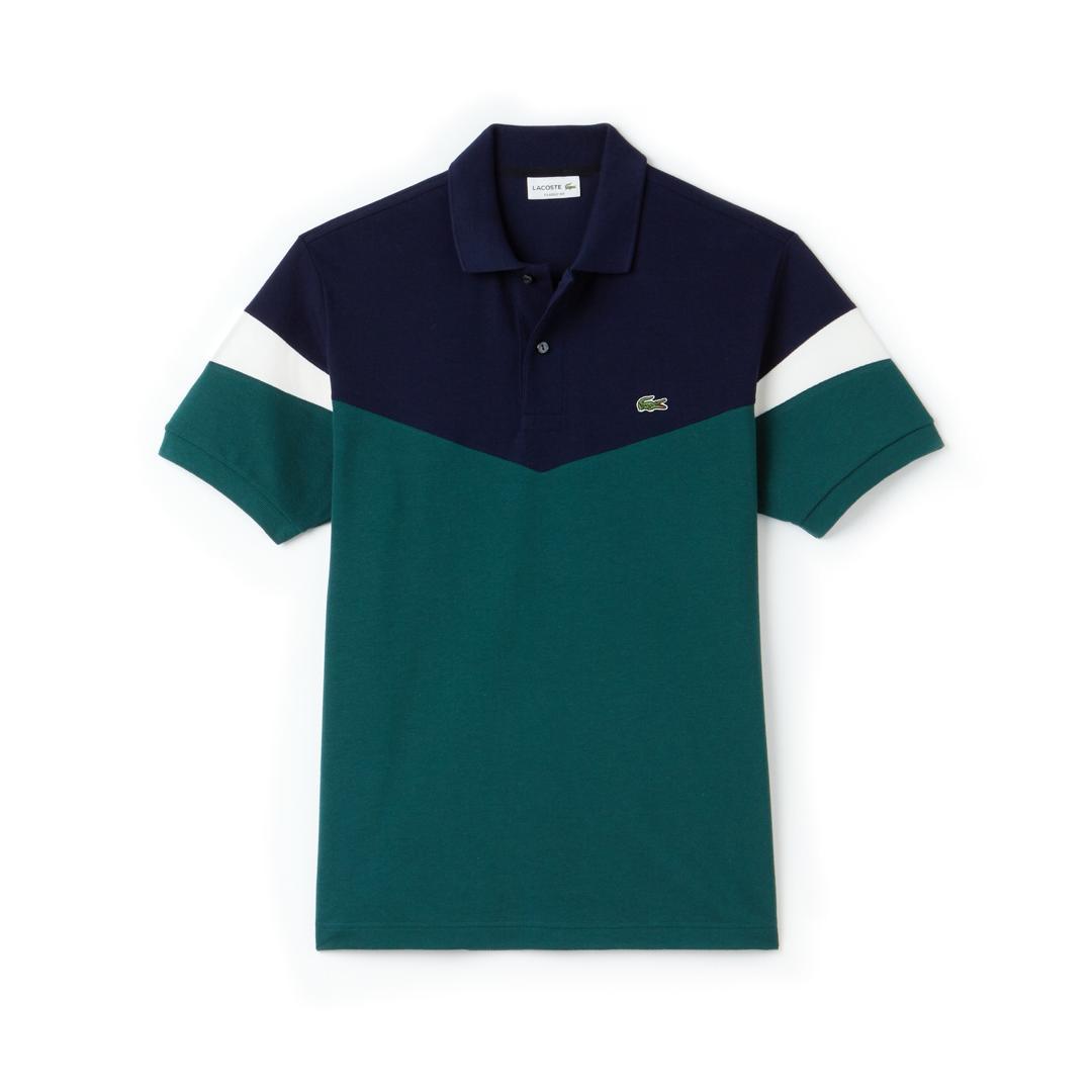 Lacoste With Crested Logo Green And Navy Blue Short-Sleeve Polo - Obeezi