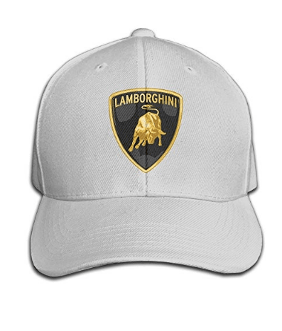 Lamborghini Unisex Logo Flat Brim Cool Baseball Snapback Cap White - Obeezi.com