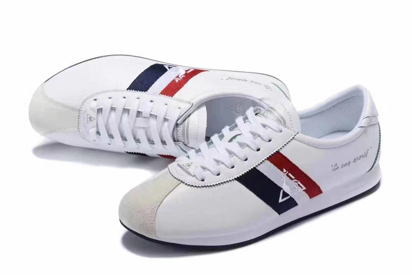Le Coq Sportif Low Craft With Blue White And Red Straps-White - Obeezi