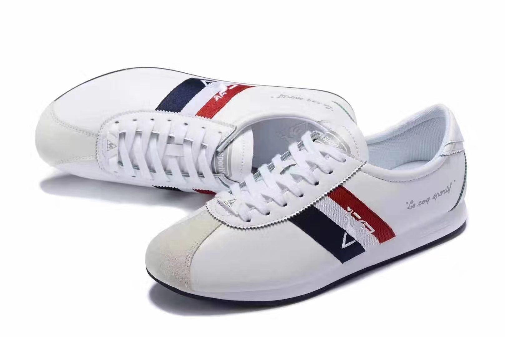 Le Coq Sportif Low Craft With Blue White And Red Straps-White - Obeezi