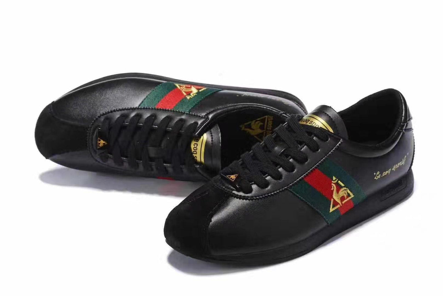 Le Coq Sportif Low Craft With Green And Red Straps-Black - Obeezi