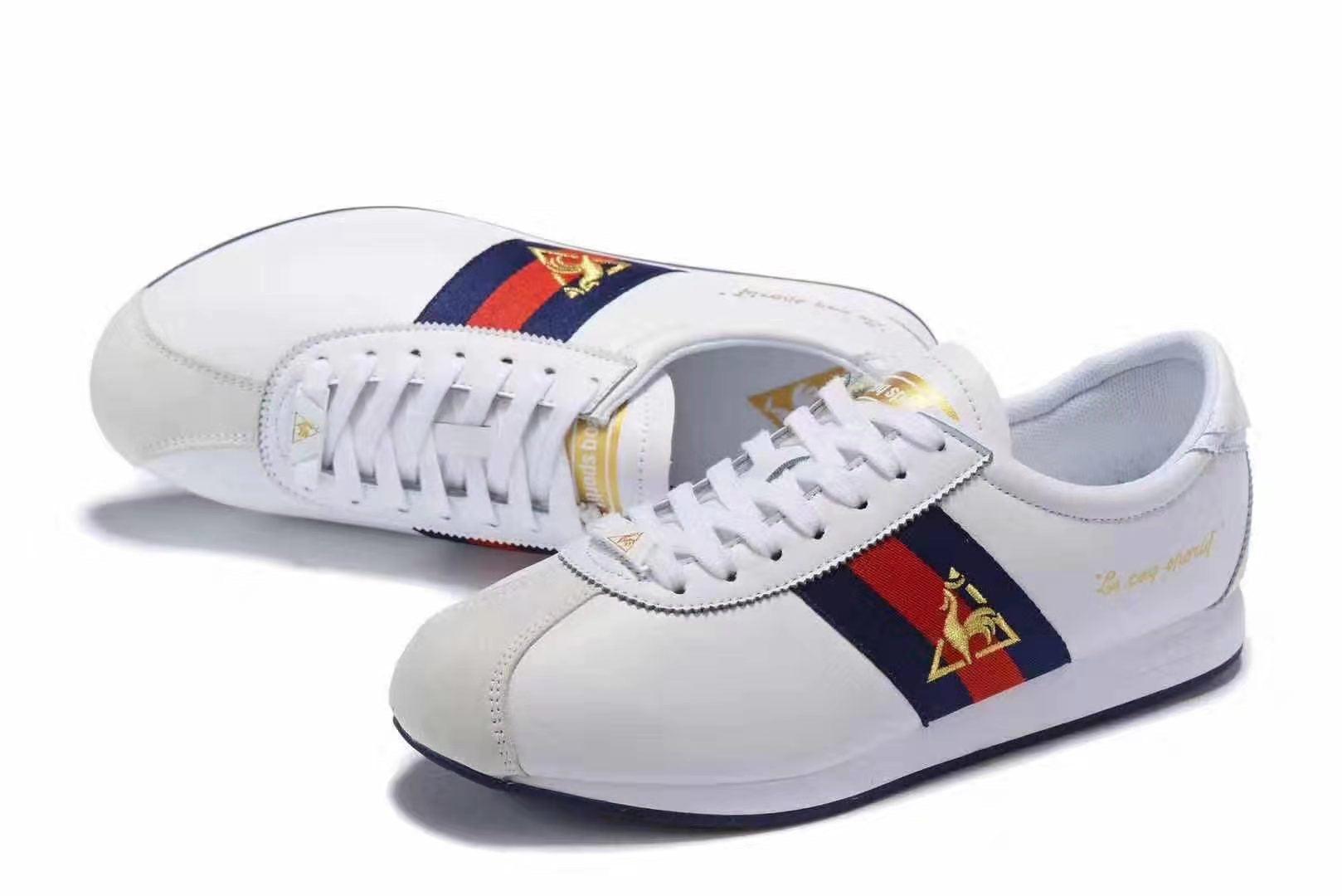 Le Coq Sportif Quartz Premium Men'White Blue and Red Sneakers - Obeezi