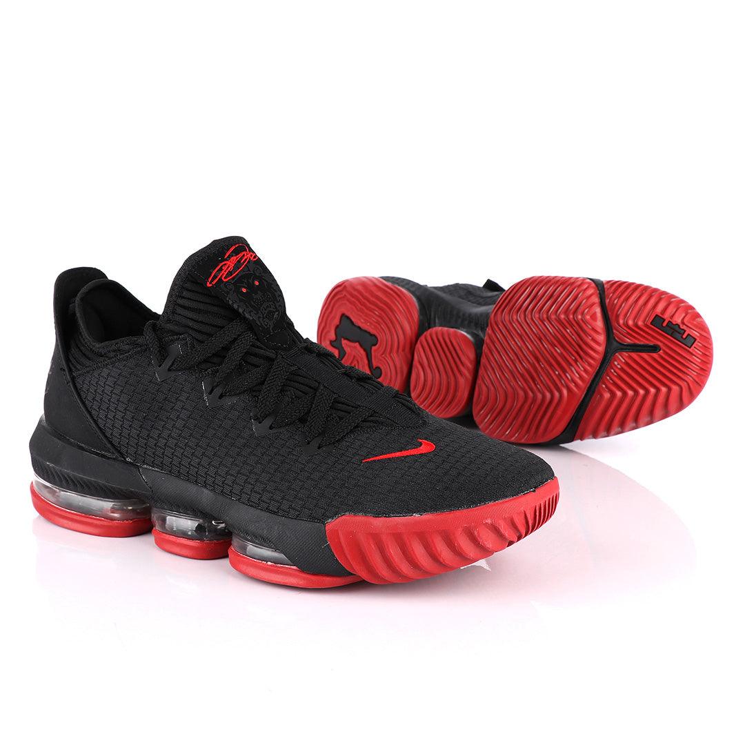 LEB XVI Ultra Low EP Black Red Basketball Sneakers. - Obeezi