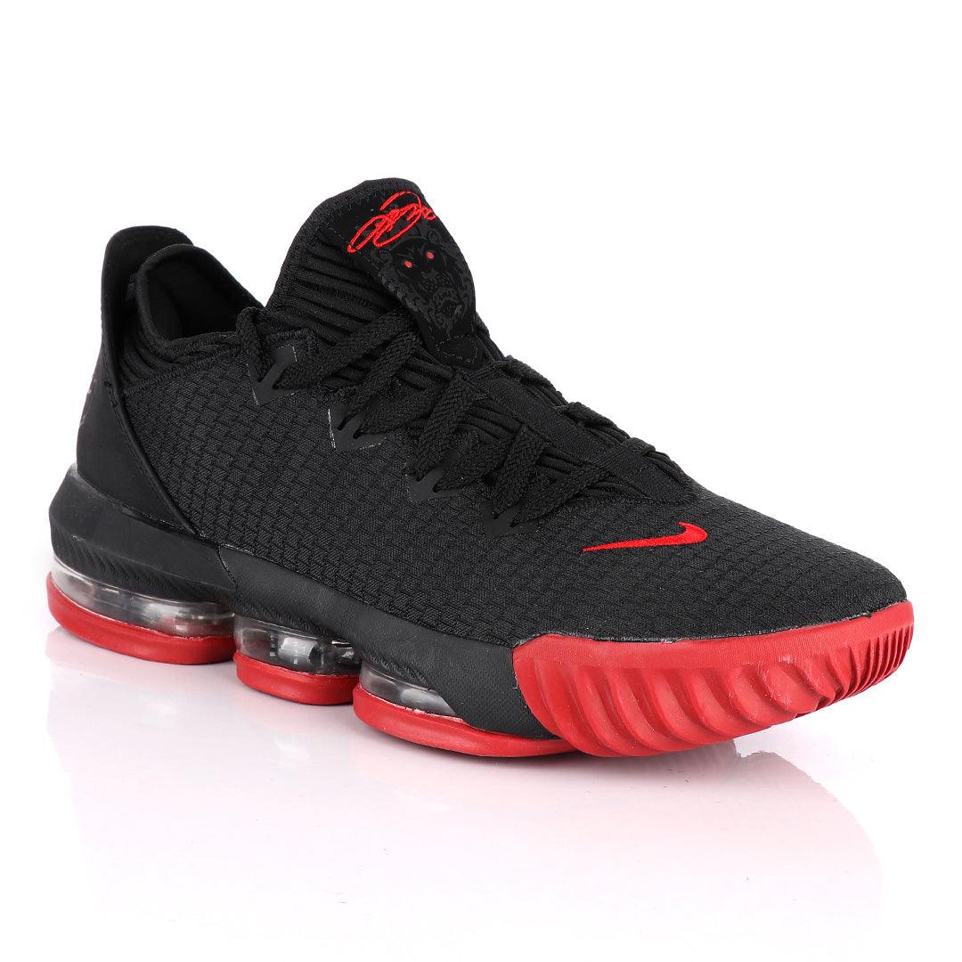 LEB XVI Ultra Low EP Black Red Basketball Sneakers. - Obeezi