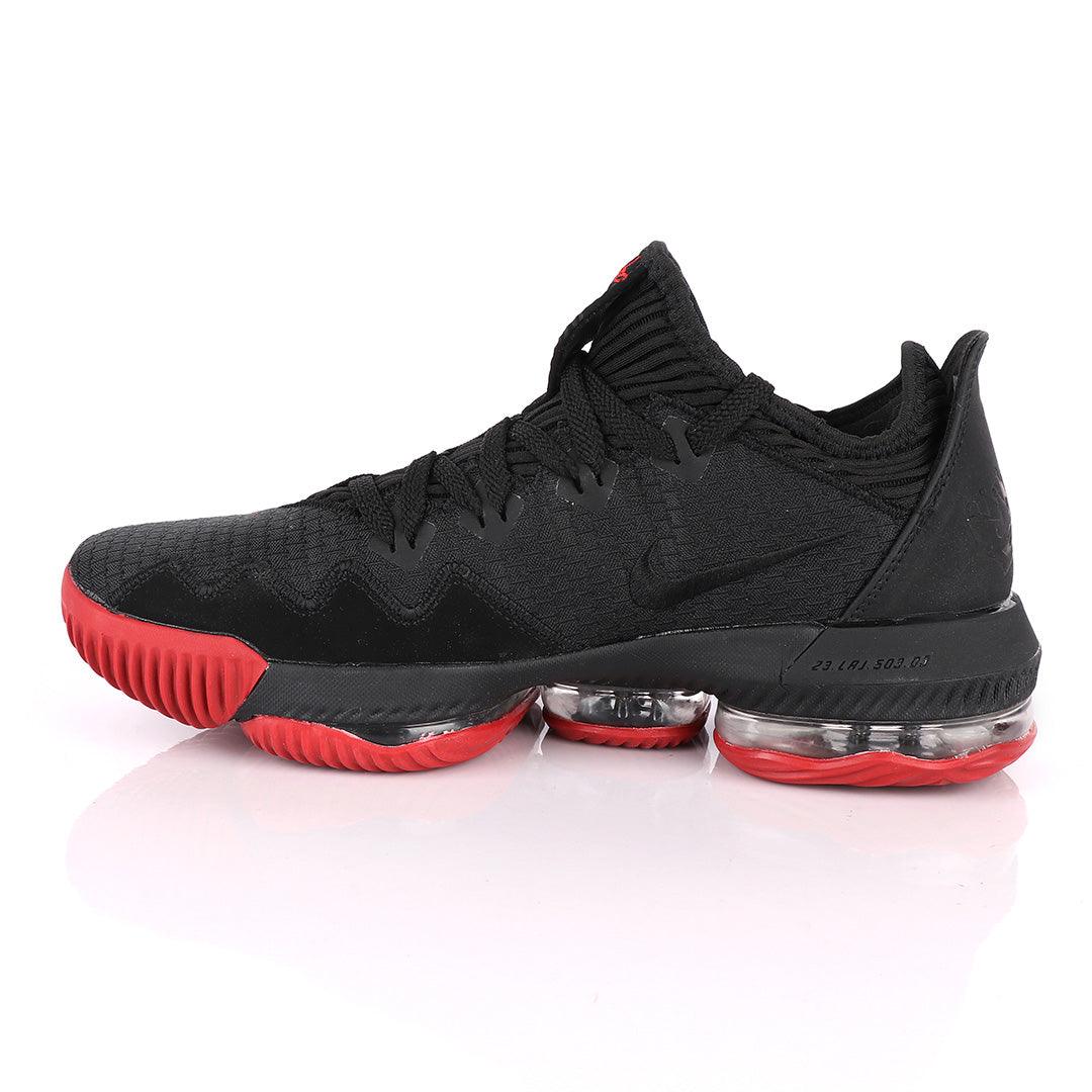 LEB XVI Ultra Low EP Black Red Basketball Sneakers. - Obeezi
