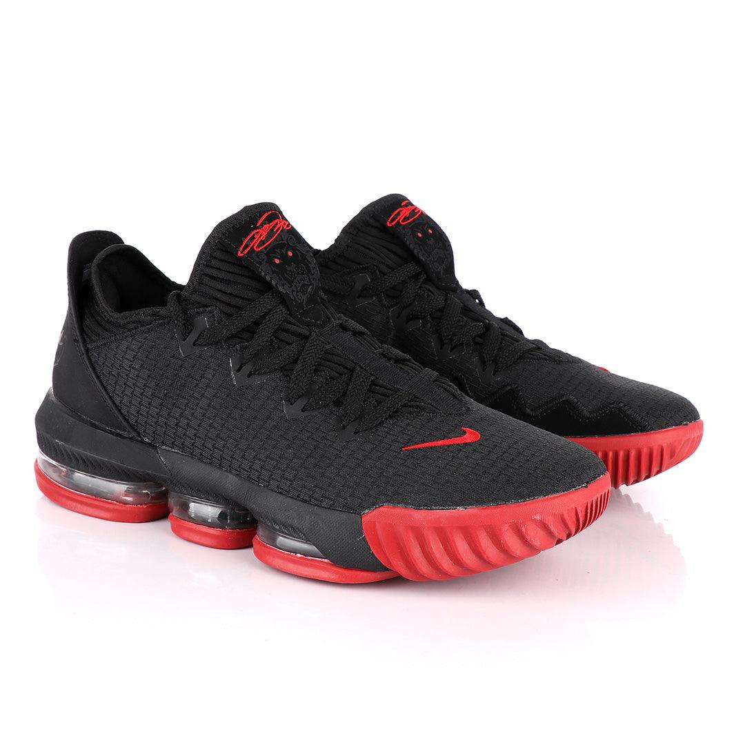 LEB XVI Ultra Low EP Black Red Basketball Sneakers. - Obeezi